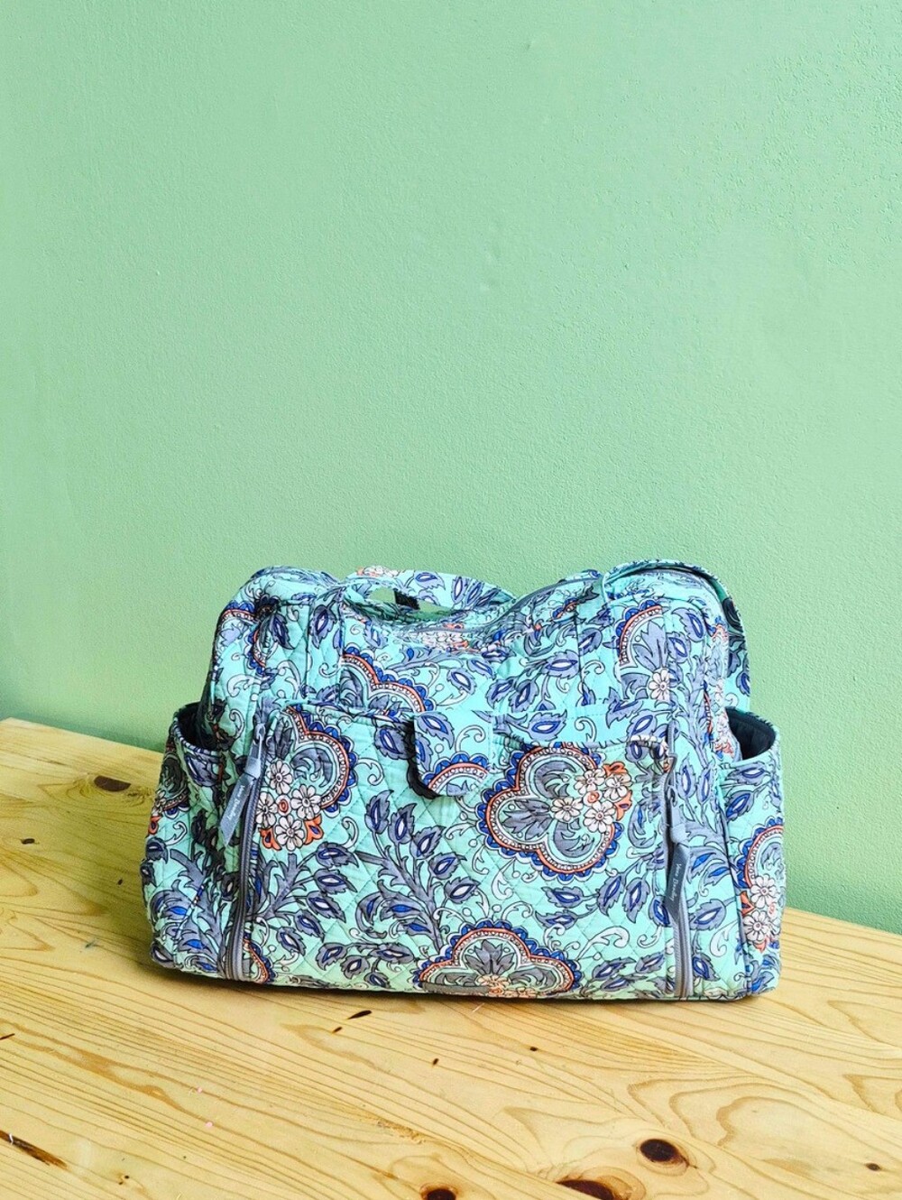 Vera Bradley Quilted Paisley Baby Bag in Aqua and Purple